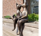 Pareja amorosa gatos beso citas estatua moderna minimalista escritorio resina artesanía adornos hogar jardín decoración regalo de Navidad