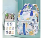Bolso para mamá con estampado de moda para madre y bebé, tela Oxford multifuncional de gran capacidad, bolso impermeable para madre, mochila informal, bolsas para pañales blanco/azul