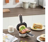 Máquina para hacer sándwiches, 1 unidad, para desayuno, tostadas, hamburguesas, perritos calientes, portátil, para casa, dormitorio, oficina color rosa