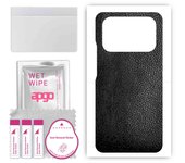 apgo Protective Skin Sticker for the back compatible with Xiaomi Mi 11 Ultra, Wrap Film, Foil, Vinyl - Pattern Black Leather