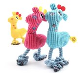 Lindo peluche de jirafa con cuerda para mascotas, perros pequeños, juguetes interactivos chirriantes, muñecos de ciervo, cachorros jugando, juguete para morder, accesorios de entrenamiento para perros azul