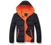 Chaqueta acolchada de algodón con capucha para hombre, de otoño e invierno, de color liso, abrigo acolchado de algodón de talla grande M azul