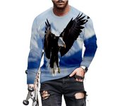 Camiseta de manga larga con cuello redondo para hombre, estampado de águila blanca en 3D, camisetas gráficas, ropa informal nueva de moda para hombre, camisetas Y2K S