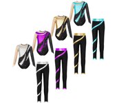 Conjuntos de mallas y leotardos de gimnasia de manga larga para niñas y niños, trajes de patinaje artístico sobre hielo 7-8 Years