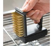 Cepillo de limpieza para parrilla de barbacoa 3 en 1, Kit de limpieza para parrilla de barbacoa, herramienta limpiadora con raspador de acero Integral, cerdas de Metal y esponja