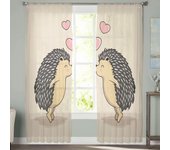 Cortinas transparentes de dibujos animados de erizo, cortinas de gasa para dormitorio, sala de estar, cortinas transparentes para ventana, cortinas de tul para cocina 135W x 114H(cm)