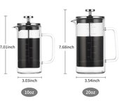 Cafetera francesa de doble pared de 20oz, cafetera de vidrio de borosilicato resistente al calor con 20oz