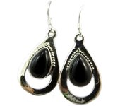 Les Trésors De Lily [P7093] - Boucles Argent 'Heaven' onyx argenté - 23x16 mm negro