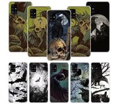 Funda de teléfono con calavera oscura y cuervo para Samsung Galaxy A12, A22, A32, A42, A52, A72, A51, A71, 5G, A41, A31, A21, A02S, M12, M21, M31, M30S Samsung A12 5G