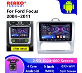 REAKOSOUND Caradio Radio inalámbrica CarPlay Android Auto para Ford Focus 2 2004 ~ 2011 4 núcleos Multimedia GPS BT Monitor 2din Autoradio black 2+64