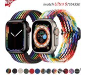 Correa trenzada para Apple Watch Band 44 mm 40 mm 49 mm 45 mm 41 mm 42 mm 38 mm Pulsera de nailon Solo iWatch Series Ultra 8 7 6 5 4 SE Reloj inteligente Reloj de pulsera 38mm 40mm 41mm
