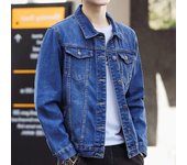 Chaquetas vaqueras de solapa sólidas de primavera para hombre, chaquetas vaqueras de moda para motocicleta, abrigos casuales negros y azules de algodón de corte entallado para hombre XXXXL