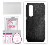 apgo Protective Skin Sticker for the back compatible with Oppo Find X2 Pro, Wrap Film, Foil, Vinyl - Pattern Black Leather