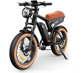 Bicicleta eléctrica isinwheel R6 para adultos, batería de 250 W, 48 V, 13 Ah, bicicleta de tierra eléctrica con neumáticos anchos de 20 , bicicleta eléctrica Shimano de 7 velocidades con suspensión total marrón