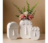 Jarrón de cerámica con forma de cara abstracta, jarrón hidropónico, arreglo floral, decoración del hogar, adornos de escritorio No.3