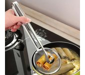 1 cuchara con filtro para freír aceite, pinza de acero inoxidable para freír, herramientas de cocina, dispositivo de cocina multifuncional 1pc