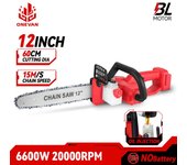 ONEVAN Motosierra eléctrica sin escobillas de 12 pulgadas, batería de 6600 W, recargable e inalámbrica, herramientas eléctricas de jardinería para batería Makita de 18 V Without Battery