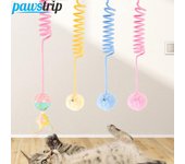 Juguete interactivo para gatos, divertido palo de peluche para gatos, pelota de resorte, juguete para gatos que se puede colgar en la puerta, varita para gatos con campana, accesorios para mascotas color rosa