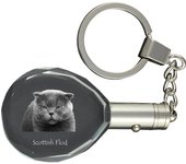 Scottish Fold - Fob with cat photo, crystal key ring in gift box, unique gift by Art-Dog brand transparente