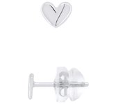 Pendientes - LÉA &; ARTHUR - Corazón - Oro blanco 375 - Sistema de cochecito SILICONOR - Niño
