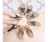 Chanclas de cuero para mujer, zapatos para el hogar, zapatillas de oficina, chanclas de playa y verano 44 negro
