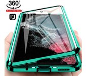 Funda magnética de protección total con doble vidrio de 360 grados para Samsung Galaxy S25 S24 Ultra S23 S22 S21 FE S20 Plus A56 A36 A26 A16 A55 For Samsung S21 FE verde