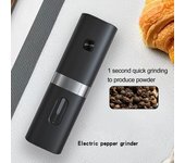 Molinillo de especias eléctrico claro visible LED ajustable de mano multifuncional automático sal pimienta condimento herramienta de molienda Gadgets de cocina negro