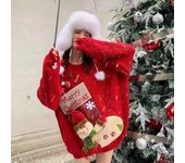 Suéter navideño con dibujos de muñecos de nieve para mujer, Jersey decorativo 3D con cuello redondo, prendas de punto para mujer, novedad de 2023 XL rojo