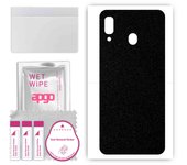 apgo Protective Skin Sticker for the back compatible with Samsung Galaxy A20, Wrap Film, Foil, Vinyl - Pattern Matte Black