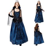 Disfraz de diablo negro para mujer, disfraz de bruja, disfraz de fiesta, uniforme One Size azul oscuro