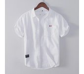 Camisa de algodón de manga corta de verano para hombre - Chaqueta informal versátil XL azul cielo