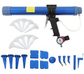 Pistola de pegamento neumática para vidrio de 14 pulgadas con manómetro de presión, sellador de velocidad ajustable, herramienta de pegamento suave de 600 ml