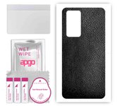 apgo Protective Skin Sticker for the back compatible with Xiaomi 12 Pro, Wrap Film, Foil, Vinyl - Pattern Black Leather