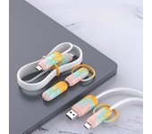 Enrollador de cable de silicona con dibujos animados para proteger y almacenar el cargador del móvil Android universal model color rosa