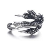 Anillo de dedo con garras de dragón de 1 pieza, anillos de acero inoxidable a la moda