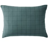 Taie d'oreiller Tissé-teint grands carreaux Déco  Gaïa Match   Gaze de Coton  - Gaïa Match Canard - 50 x 70 cm