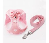 Arnés tipo chaleco para gato con ancla de moda, conjunto de correa y arnés para perro de malla transpirable con campana, accesorios bonitos con lazo para perros pequeños y gatitos XXS rojo