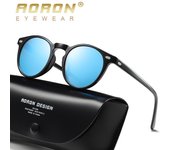 AORON Gafas de sol polarizadas con lentes redondas de moda TR90, gafas de sol con montura UV400, gafas antideslumbrantes para hombres y mujeres negro