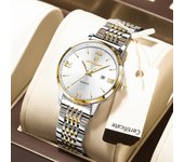 Nuevo reloj de lujo para mujer, reloj de cuarzo luminoso resistente al agua de alta calidad con fecha para mujer, relojes de cuarzo de acero inoxidable plata