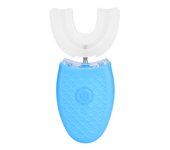 Cepillo de dientes eléctrico ultrasónico recargable de silicona en forma de U para el hogar, cepillo blanqueador de dientes(azul ) negro