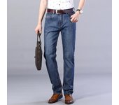 Pantalones vaqueros nuevos para hombre, de primavera y verano, de sección delgada, rectos, sueltos, elásticos, ajustados, largos, para hombre 28 azul