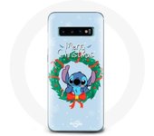 Coque pour Samsung Galaxy S10 Plus Stitch neige joyeux Noël bleu