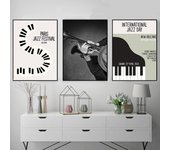 Póster de pintura en lienzo de galería vintage con imágenes de retratos musicales, varios instrumentos, jazz, piano, saxofón para decoración del hogar y el dormitorio 21cm×30cm No Frame