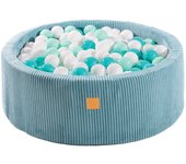 Piscina de bolas redonda MeowBaby® 90x30cm con 200 bolas, pana, turquesa 90x30 cm