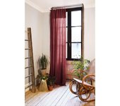 Rideau ajustable + 8 anneaux pince  Gaîa  140 x 300 cm  Gaze de Coton  - Gaïa Lie de Vin