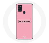 Coque pour Samsung Galaxy A21S Blackpink Groupe de K-pop Logo Fond Rose