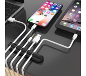 Organizador de cables de 2 piezas, soporte de cables, enrollador de cables USB flexible, clips de silicona para ratón, teclado, protector de auriculares