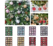 Adornos de bolas para árbol de Navidad, textura diferente de 6cm con cordón colgante, crea atmósfera, decoración festiva, 12 Uds.