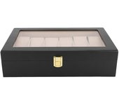 Caja de almacenamiento de relojes de madera mate de doce cuadrículas: caja de exhibición de regalo de accesorios de relojes