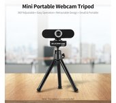 Trípode portátil para cámara web, minitrípode ligero para cámara web para teléfono inteligente, trípode de escritorio para cámara web negro